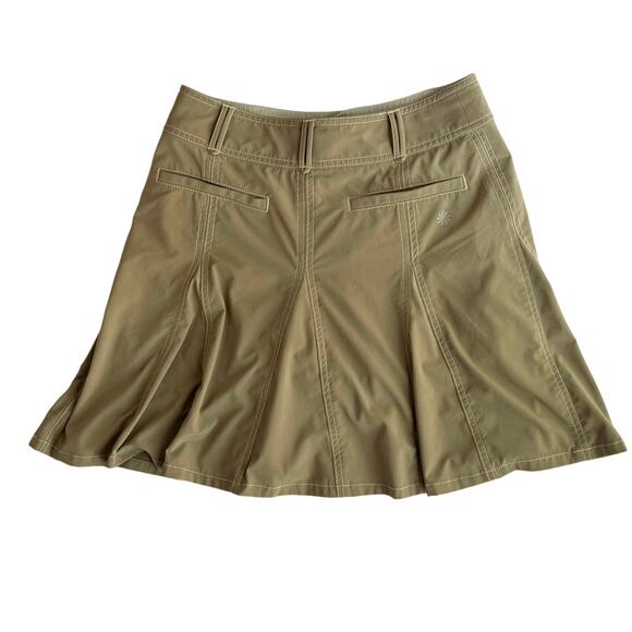 Athleta Pleated Tan Skirt with Shorts Women's 2P Zipper and Button Closure - Picture 2 of 11
